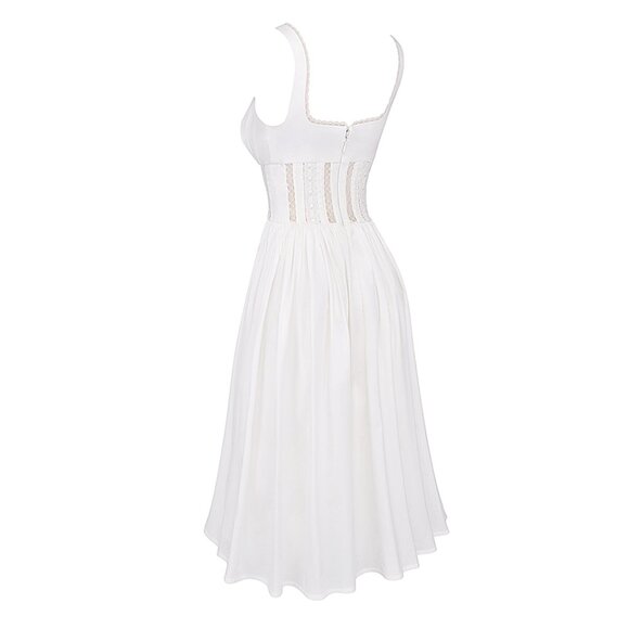 House of CB Perle white lace trim midi dress - Size M - Picture 6 of 11